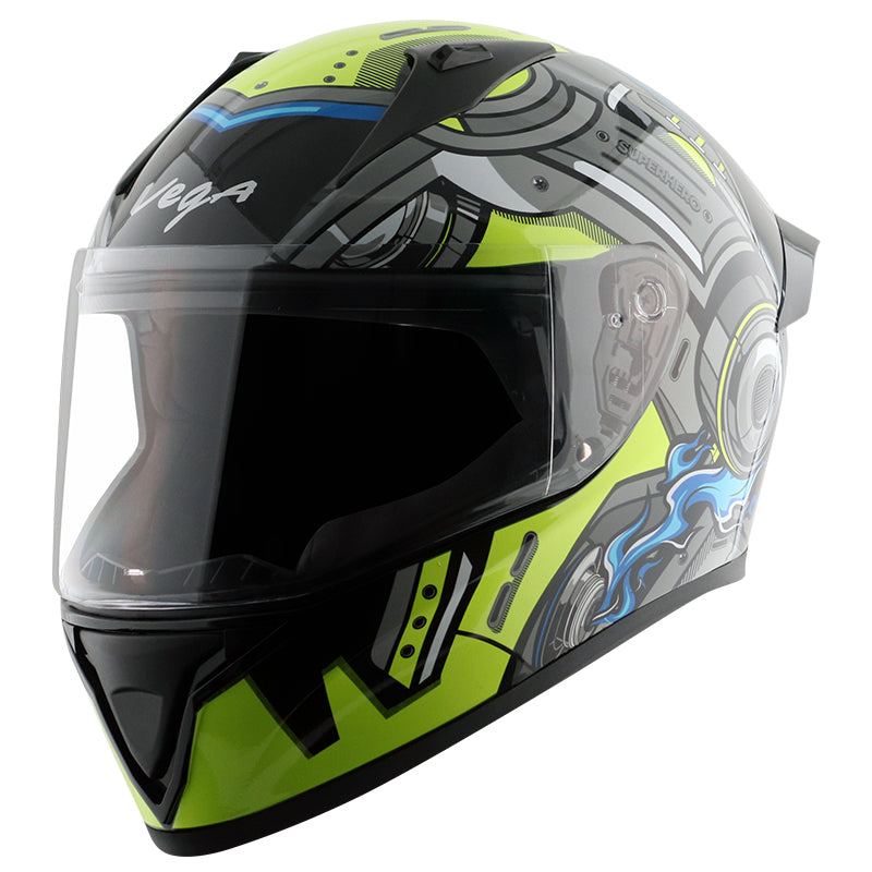 Bolt Superhero Black Neon Yellow Helmet WITH BALACLAVA MASK