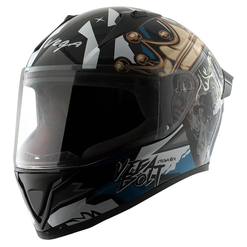 Bolt Crown Men Black Blue Helmet WITH BALACLAVA MASK
