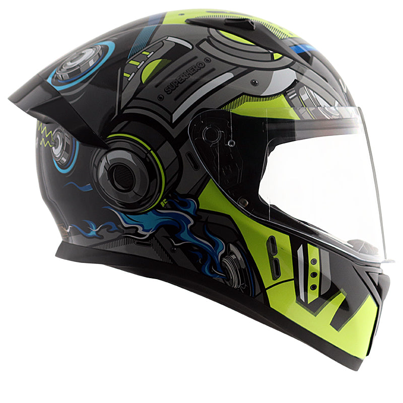 Bolt Superhero Black Neon Yellow Helmet