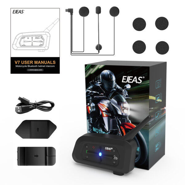 EJEAS V7 Helmet Bluetooth Intercom Headset, Waterproof IP65