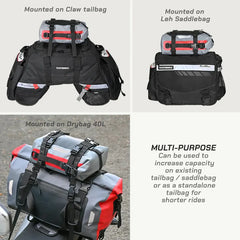 ViaTerra DryBag 8L - 100% Waterproof Motorcycle Tailbag/ Rear rack bag (Universal with versatile mounting)