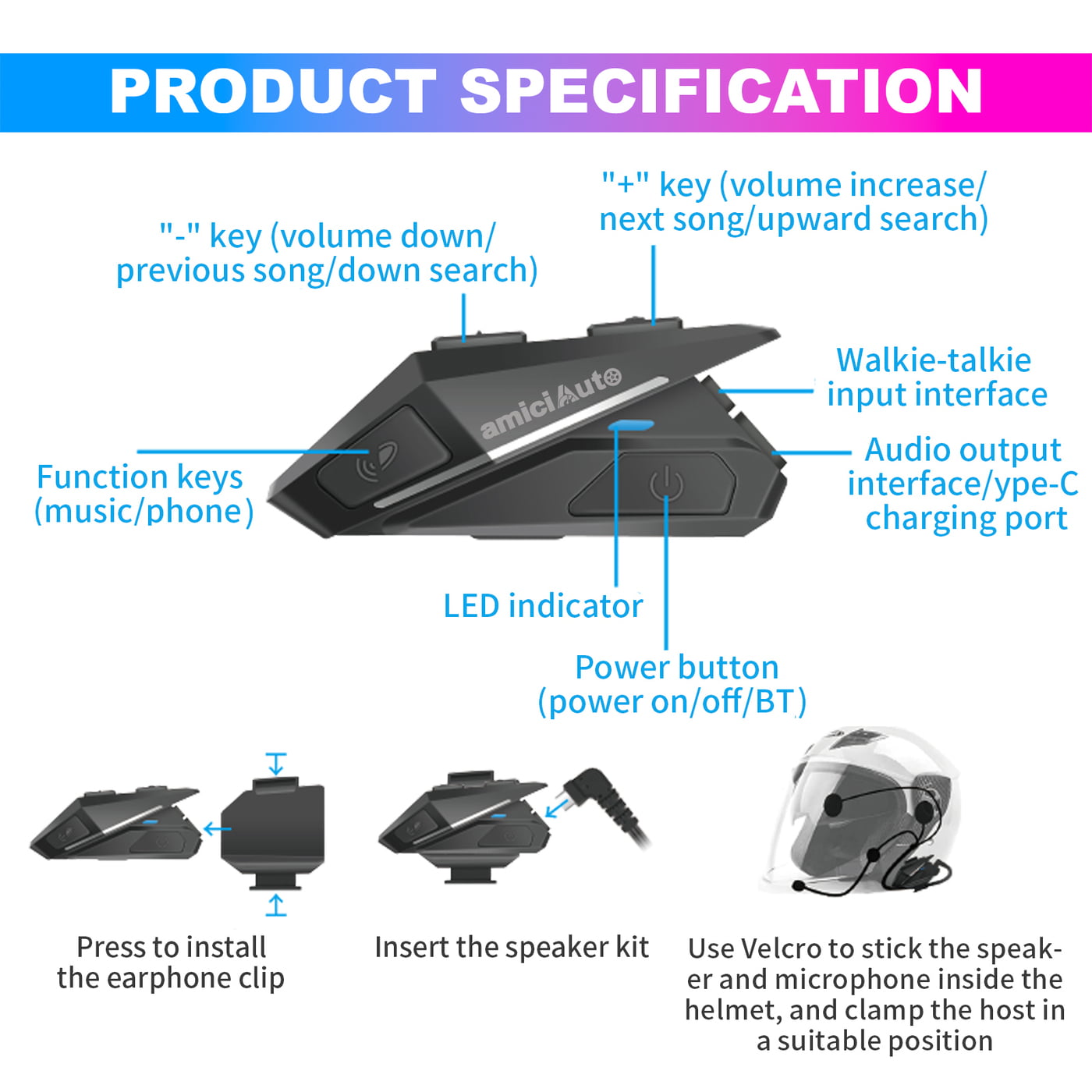 Helmet Bluetooth Handsfree YZ06