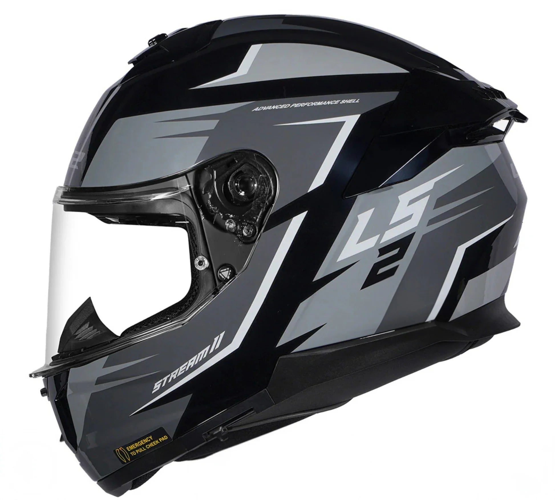 LS2 FF320 STREAM II METEOR HELMET Gloss Black Grey