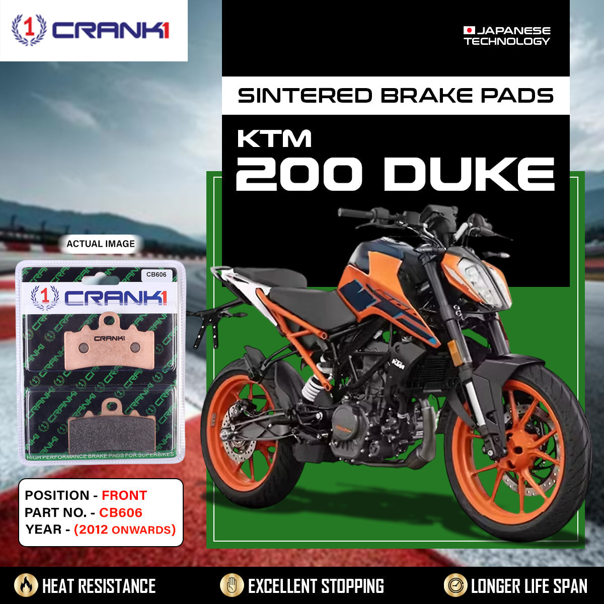 Sintered Brake Pads For KTM 200 Duke (2012 Onwards) - Front - CB606 - 1 Set