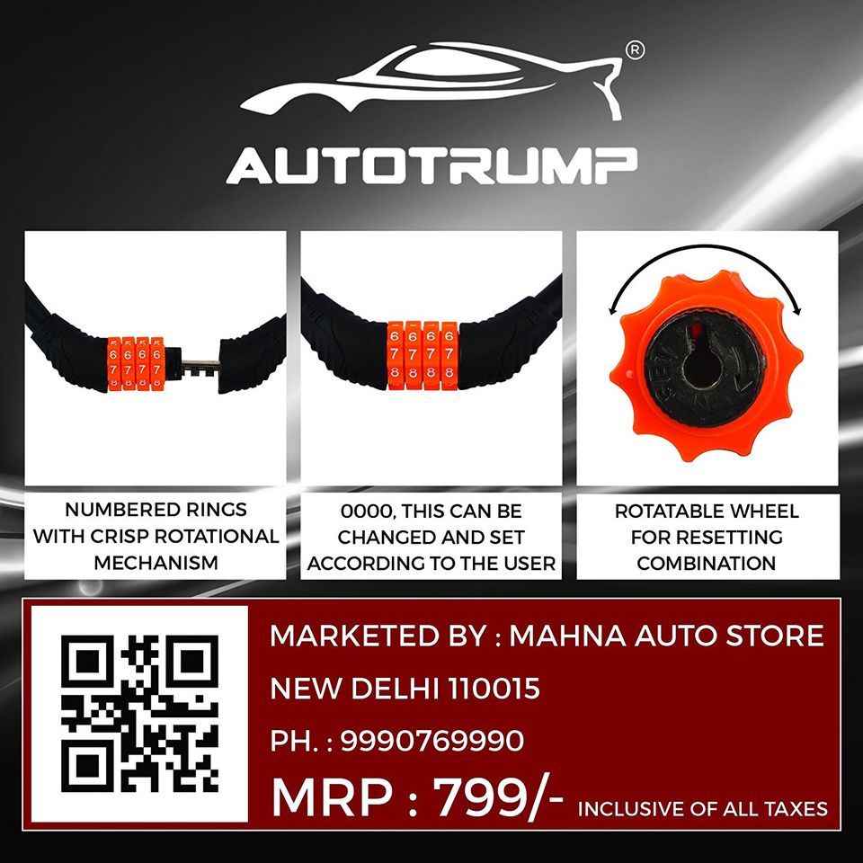 AUTOTRUMP Export Quality Multipurpose Number Changing Lock (Black orange)