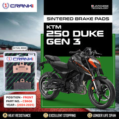 Sintered Brake Pads For KTM 250 Duke GEN3 (2024-2025) - Front - CB606 - 1 Set