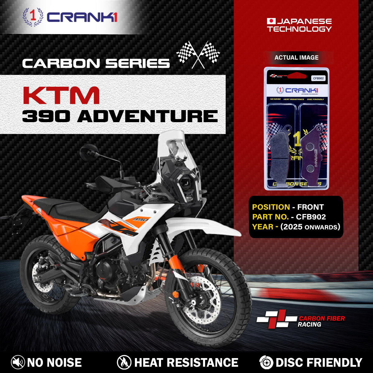 Carbon Brake Pads For KTM 390 Adventure (2025 Onwards) - Front - CFB902 - 1 Set