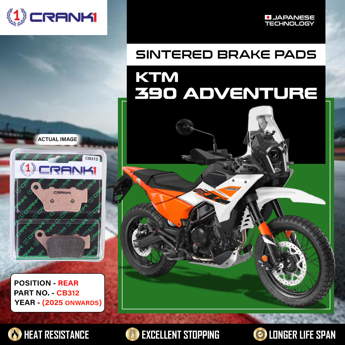 Sintered Brake Pads For KTM 390 Adventure (2025 Onwards) - Rear - CB312 - 1 Set