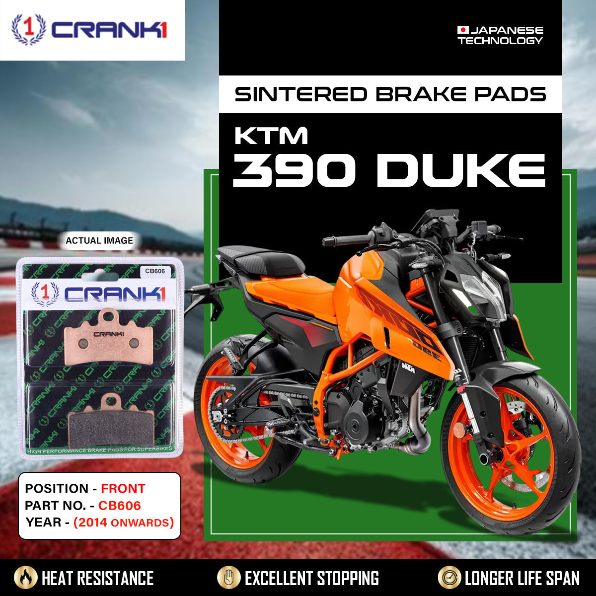 Sintered Brake Pads For KTM 390 Duke (2014 Onwards) - Front - CB606 - 1 Set