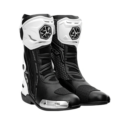 SCOYCO HIGH PROTECTION COMFORT RIDING RACING BOOTS - White/Black