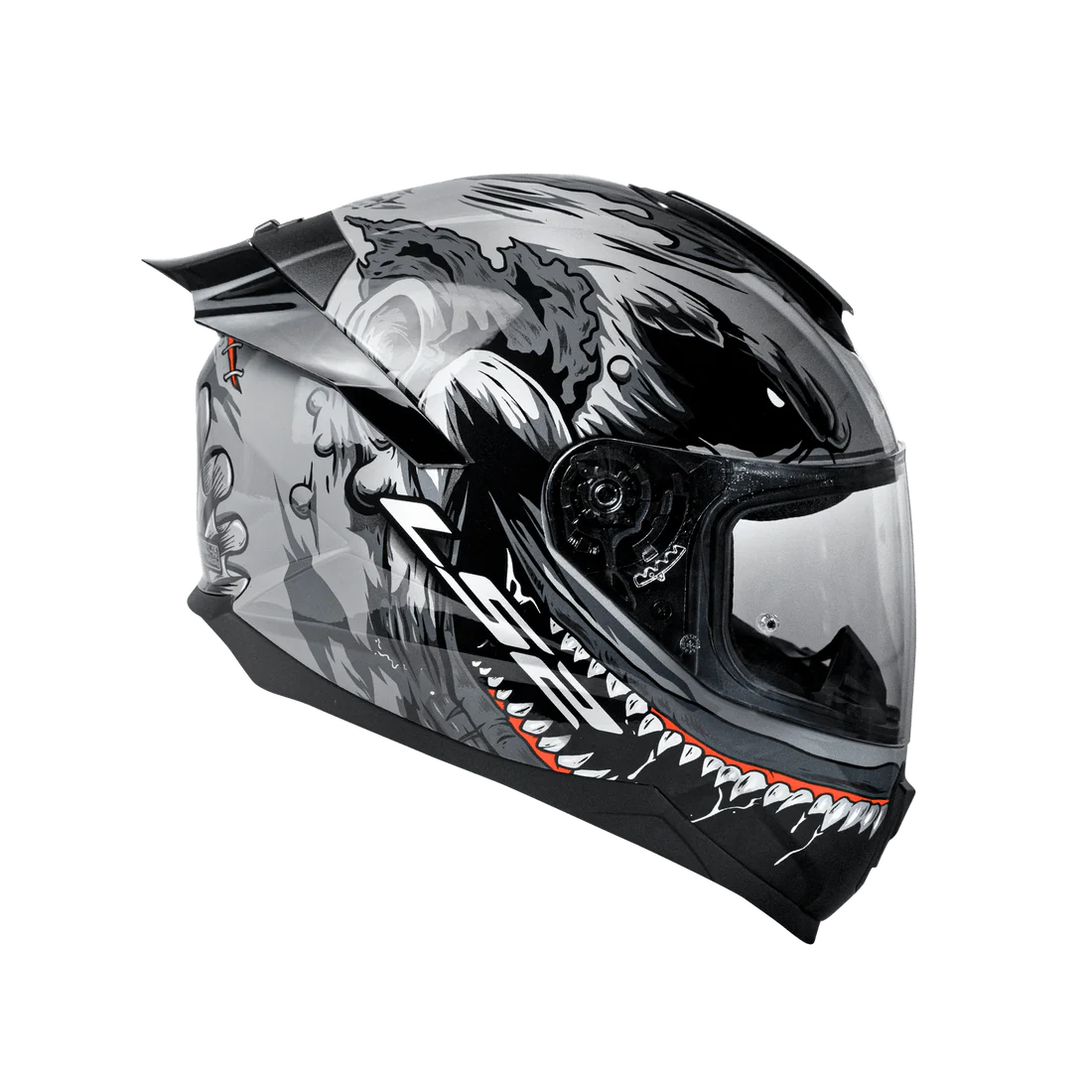 LS2 FF352 FLASH MONSTER GLOSS BLACK GREY