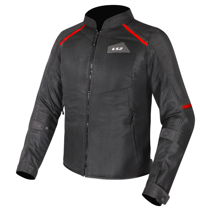 LS2 BREEZE JACKET - BLACK RED - CE CLASS A CERTIFIED JACKET