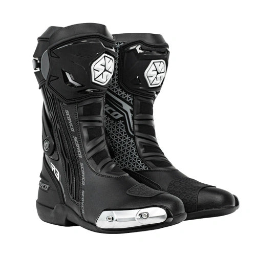 SCOYCO HIGH PROTECTION COMFORT RIDING RACING BOOTS - Black/Grey