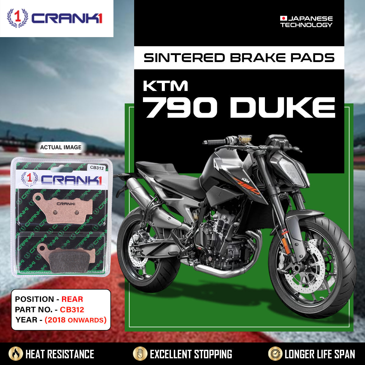 Sintered Brake Pads For KTM 790 Duke (2018 Onwards) - Rear - CB312 - 1 Set