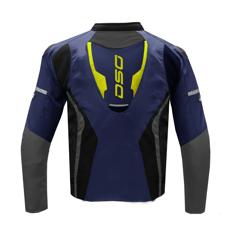 DSG Apex Air Flow Riding Jacket Racing Blue Grey Yellow Fluo HELMETWALA.COM