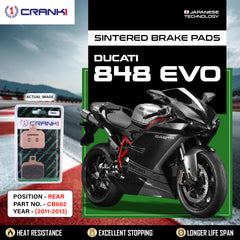 Sintered Brake Pads For Ducati 848 EVO (2011-2013) - Rear - CB662 - 1 Set