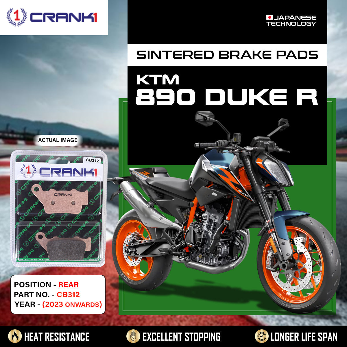 Sintered Brake Pads For KTM 890 Duke R (2023 Onwards) - Rear - CB312 - 1 Set