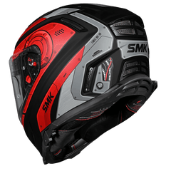 SMK Agnar Cyborg Glossy Grey Red Helmet GL263