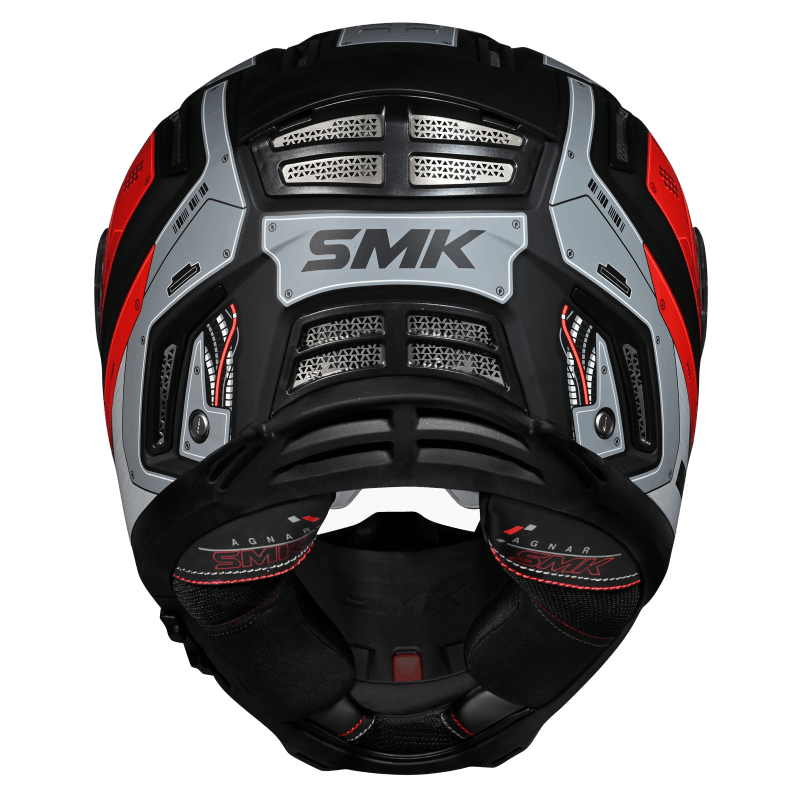 SMK Agnar Cyborg Glossy Grey Red Helmet GL263