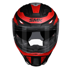 SMK Agnar Cyborg Glossy Grey Red Helmet GL263