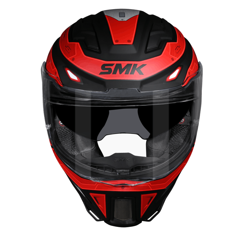SMK Agnar Cyborg Glossy Grey Red Helmet GL263