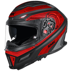SMK Agnar Cyborg Glossy Grey Red Helmet GL263