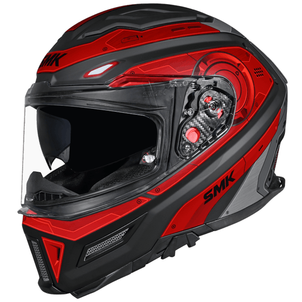 SMK Agnar Cyborg Glossy Grey Red Helmet GL263