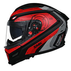 SMK Agnar Cyborg Glossy Grey Red Helmet GL263