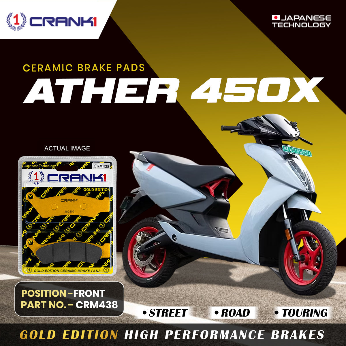 Ceramic Brake Pads For Ather 450X - Front - CRM438 - 1 Set