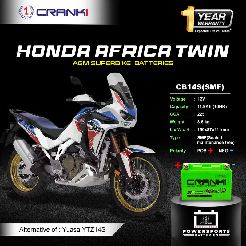 Battery For Honda Africa Twin (2016-2017) - CB14S - Factory Activated