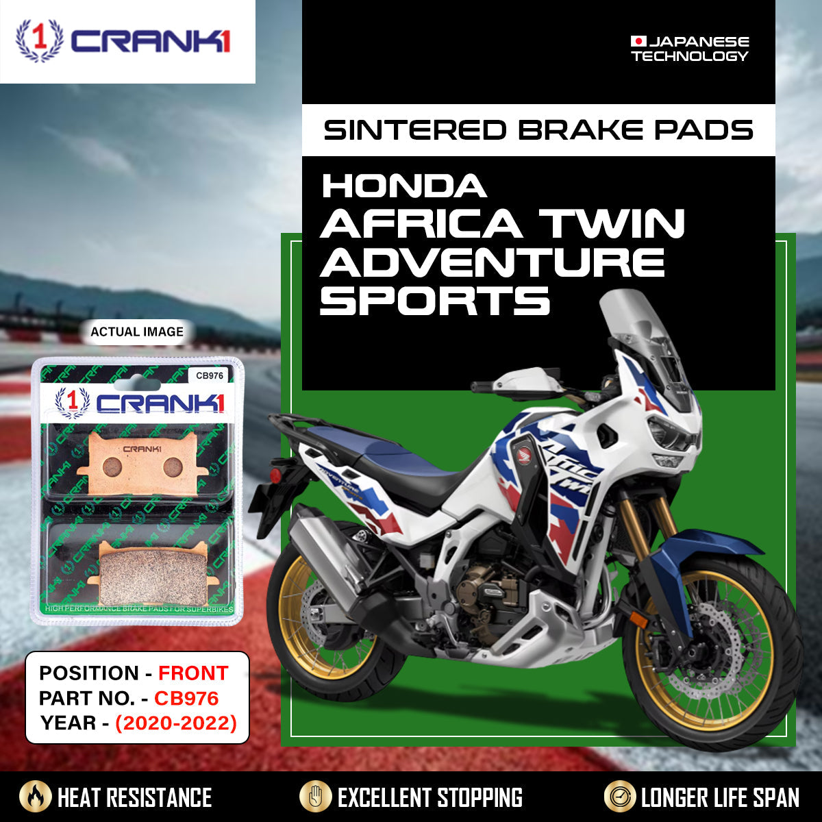 Sintered  Brake Pads For Honda Africa Twin Adventure Sports (2020-2022) - Front - CB976 - 2 Sets