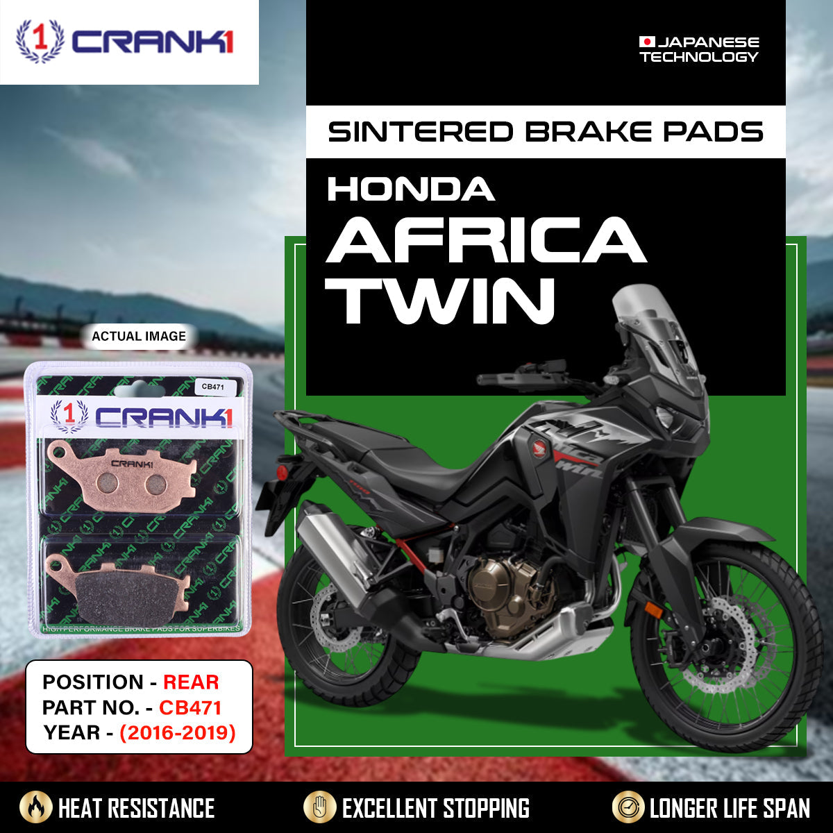 Sintered Brake Pads For Honda Africa Twin (2016-2019) - Rear - CB471 - 1 Set