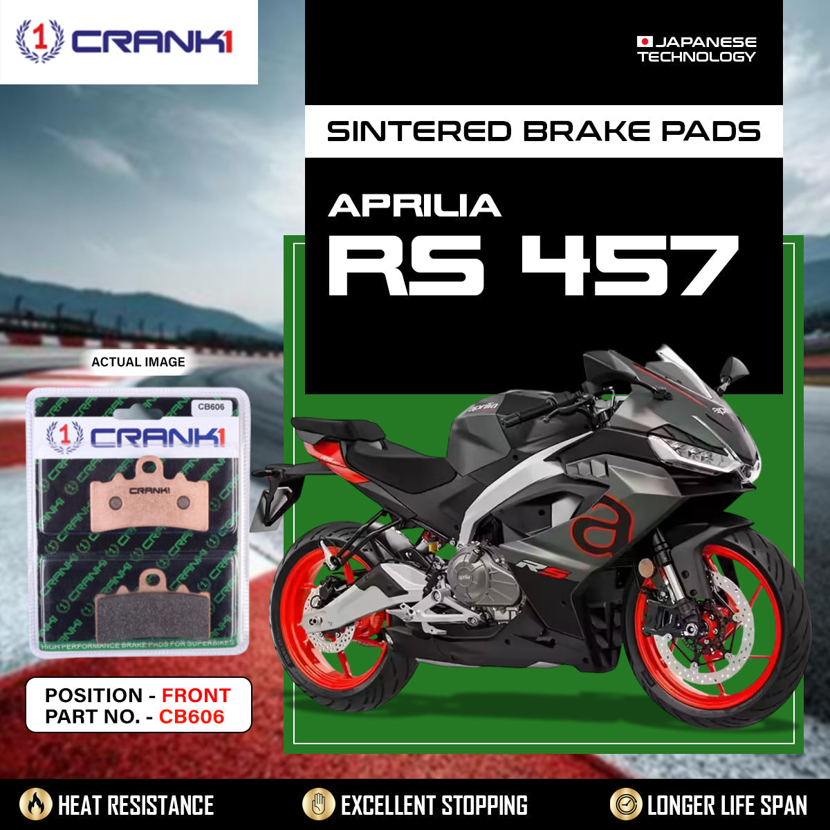 Sintered Brake Pads For Aprilia RS 457 - Front - CB606