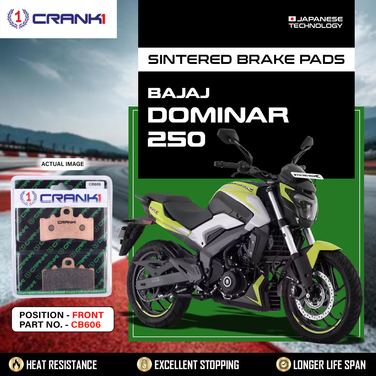 Sintered Brake Pads For Bajaj Dominar 250 - Front - CB606 - 1 Set