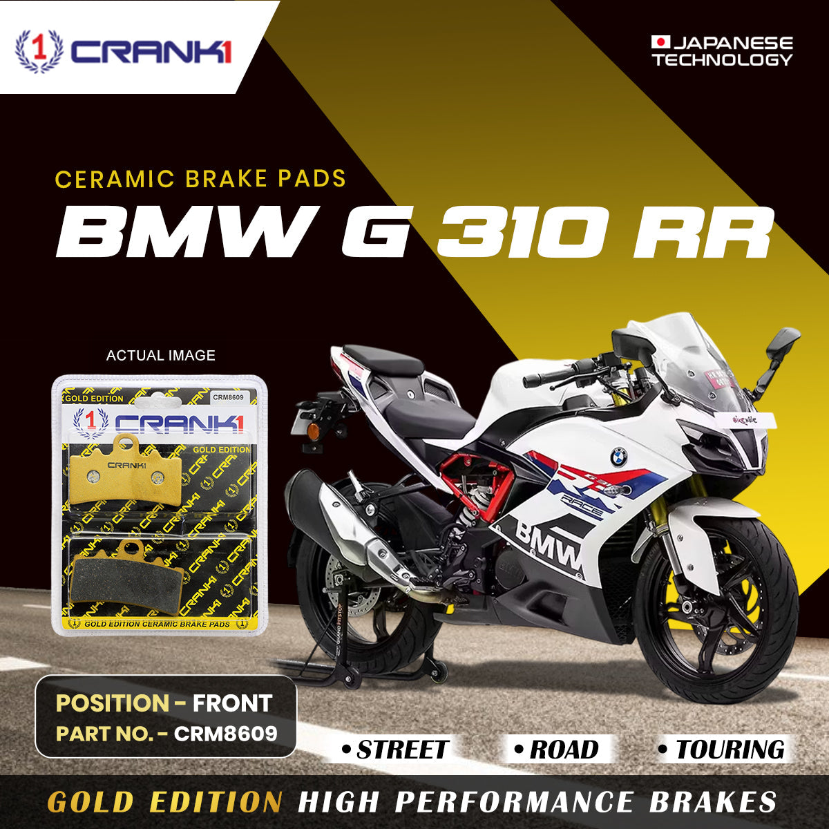 Ceramic Brake Pads For BMW G 310 RR - Front - CRM8609 - 1 Set