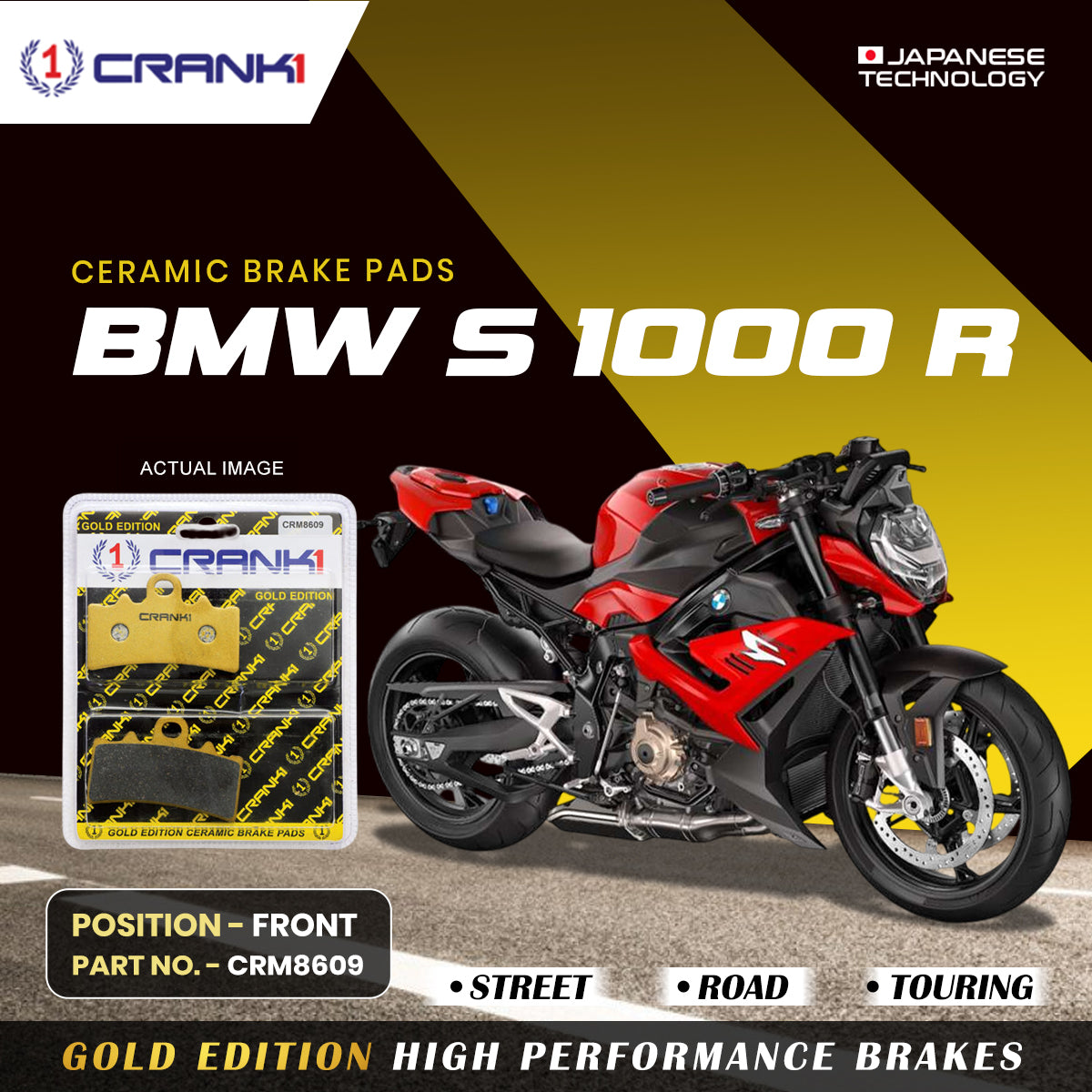 Ceramic Brake Pads For BMW S 1000 R - Front - CRM8609 - 1 Set