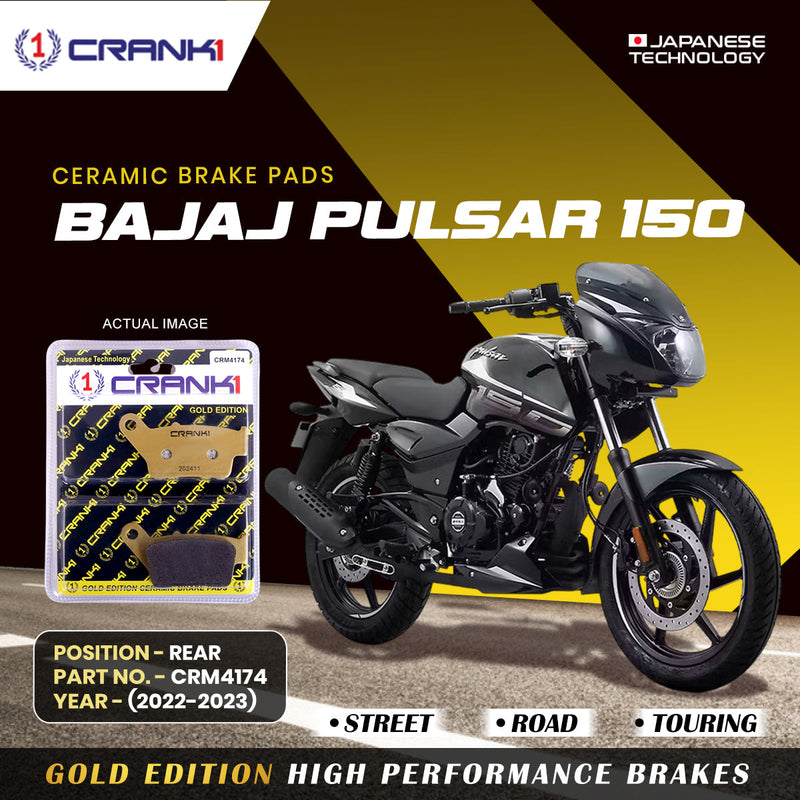 Ceramic Brake Pads For Bajaj Pulsar 150 (2022-2023) - Rear - CRM4174 - 1 Set