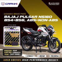 Ceramic Brake Pads For Bajaj Pulsar NS-160 BS4+BS6, ABS+NON-ABS (2017-2025) - Rear - CRM4174 - 1 Set