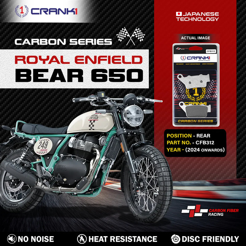 Carbon Brake Pads For Royal Enfield Bear 650 (2024 Onwards) - Rear - CFB312 - 1 Set
