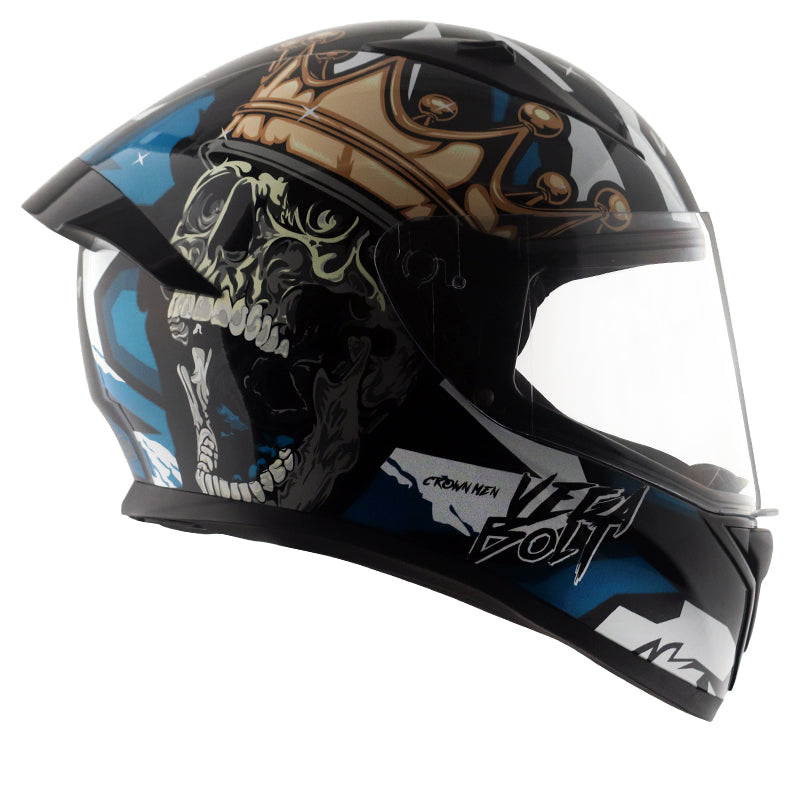 Bolt Crown Men Black Blue Helmet WITH BALACLAVA MASK