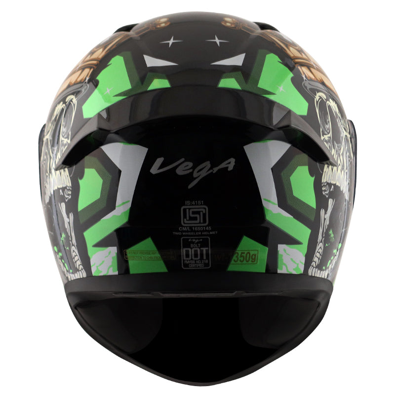 Bolt Crown Men Black Neon Green Helmet WITH BALACLAVA MASK
