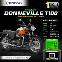 Battery For Triumph Bonneville T100 (2005-2025) - CB12-BS - Factory Activated