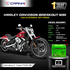 Battery For Harley Davidson Breakout 1690 (2010-2025) - CB20L-BS - Factory Activated