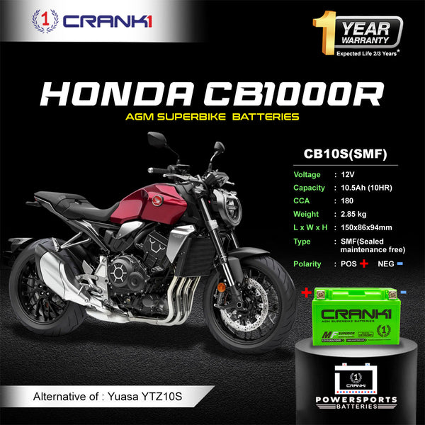 Battery For Honda CB1000R (2009-2025) - CB10S - Factory Activated