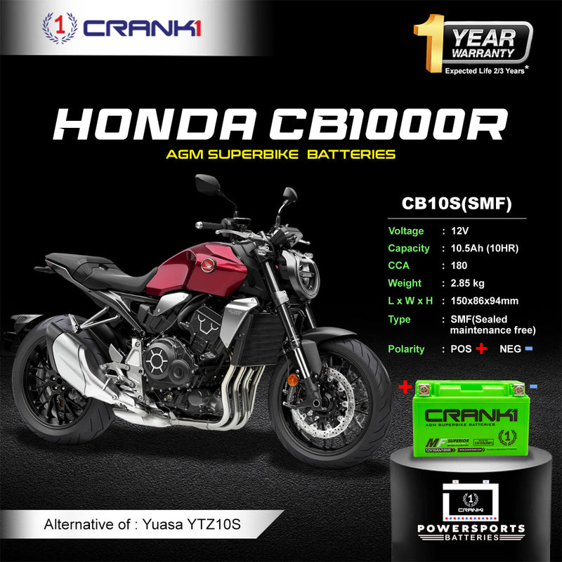 Battery For Honda CB1000R (2009-2025) - CB10S - Factory Activated