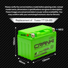 Battery For Kawasaki Z1000 ABS (2014-2025) - CB12A-BS - Factory Activated