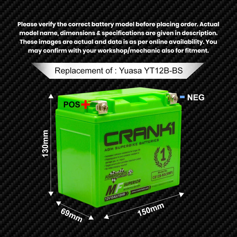 Battery For Ducati Hypermotard 939 (2007-2025) - CB12B-BS - Factory Activated
