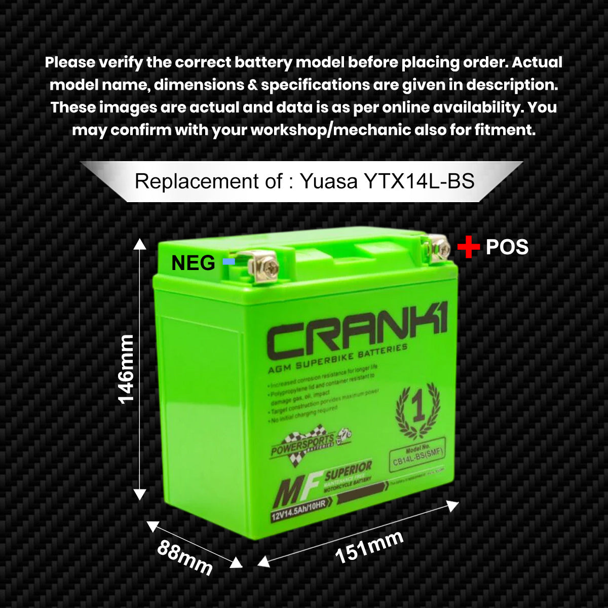 Battery For Harley Davidson Street Rod (2011-2025) - CB14L-BS - Factory Activated