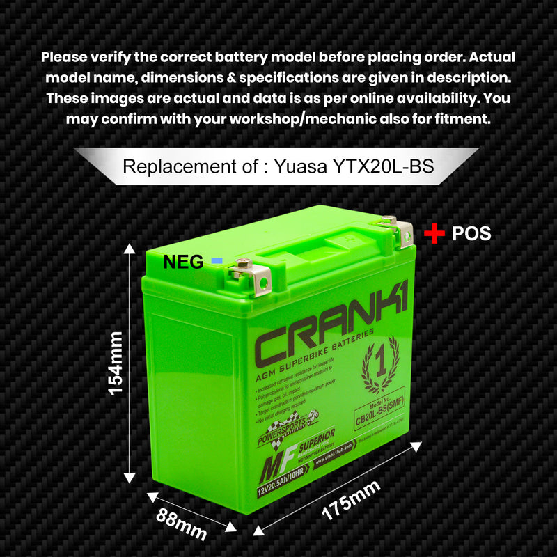 Battery For Triumph Tiger 1200 Rally Explorer - CB20L-BS - Factory Activated