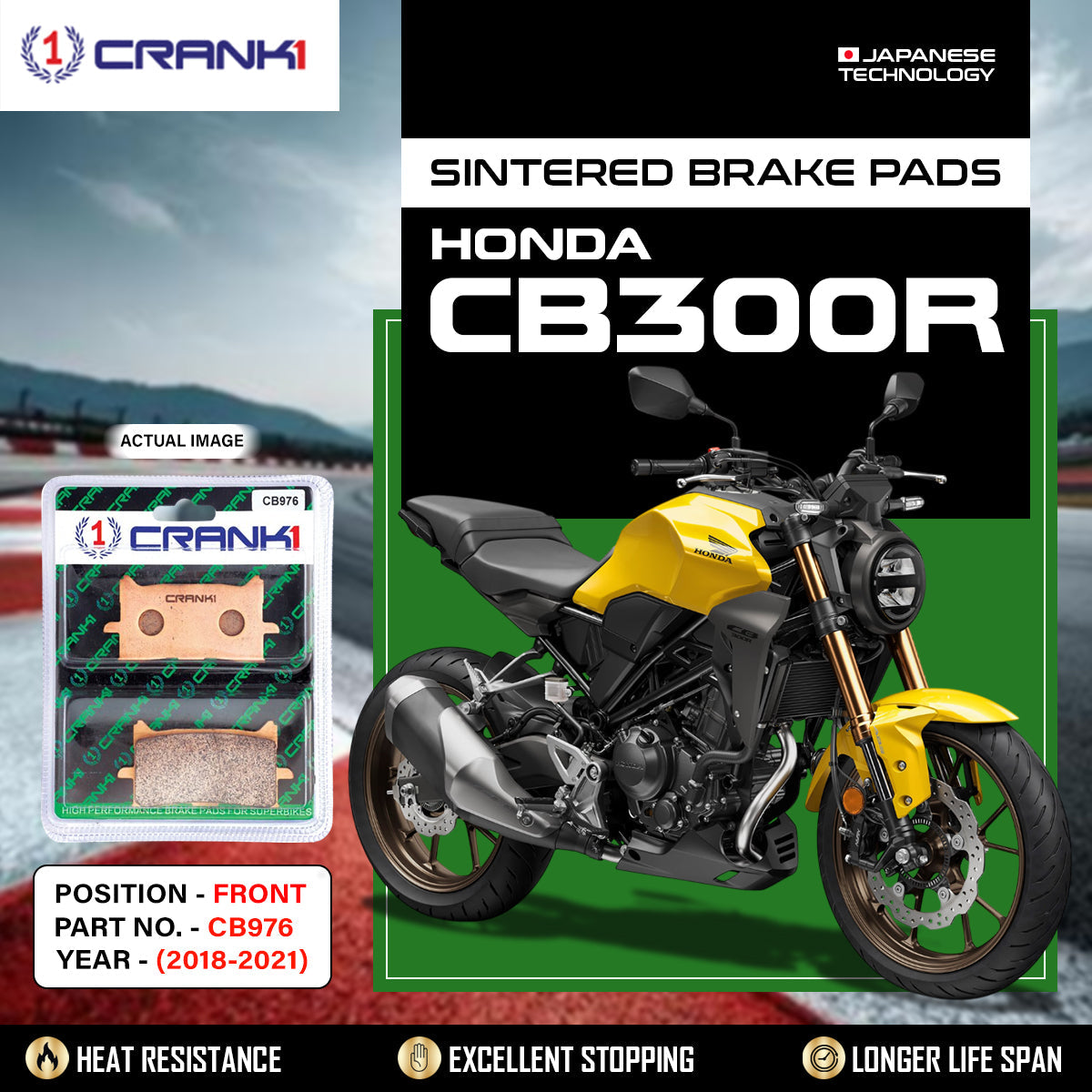 Sintered Brake Pads For Honda CB300R (2018-2021) - Front - CB976 - 1 Set